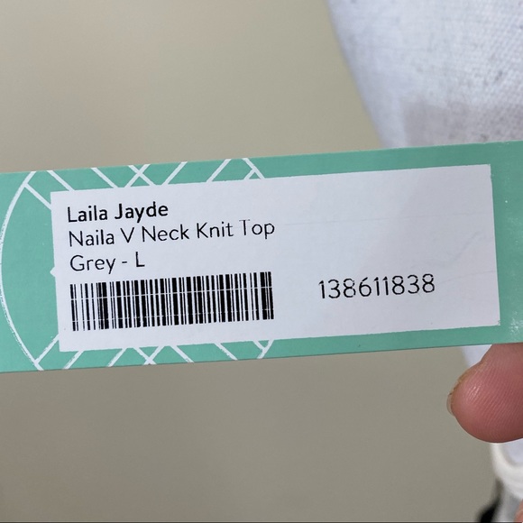 NWT Laila Jayde Naila V-Neck Knit striped Racerback spaghetti strap top Sz L - Picture 6 of 8